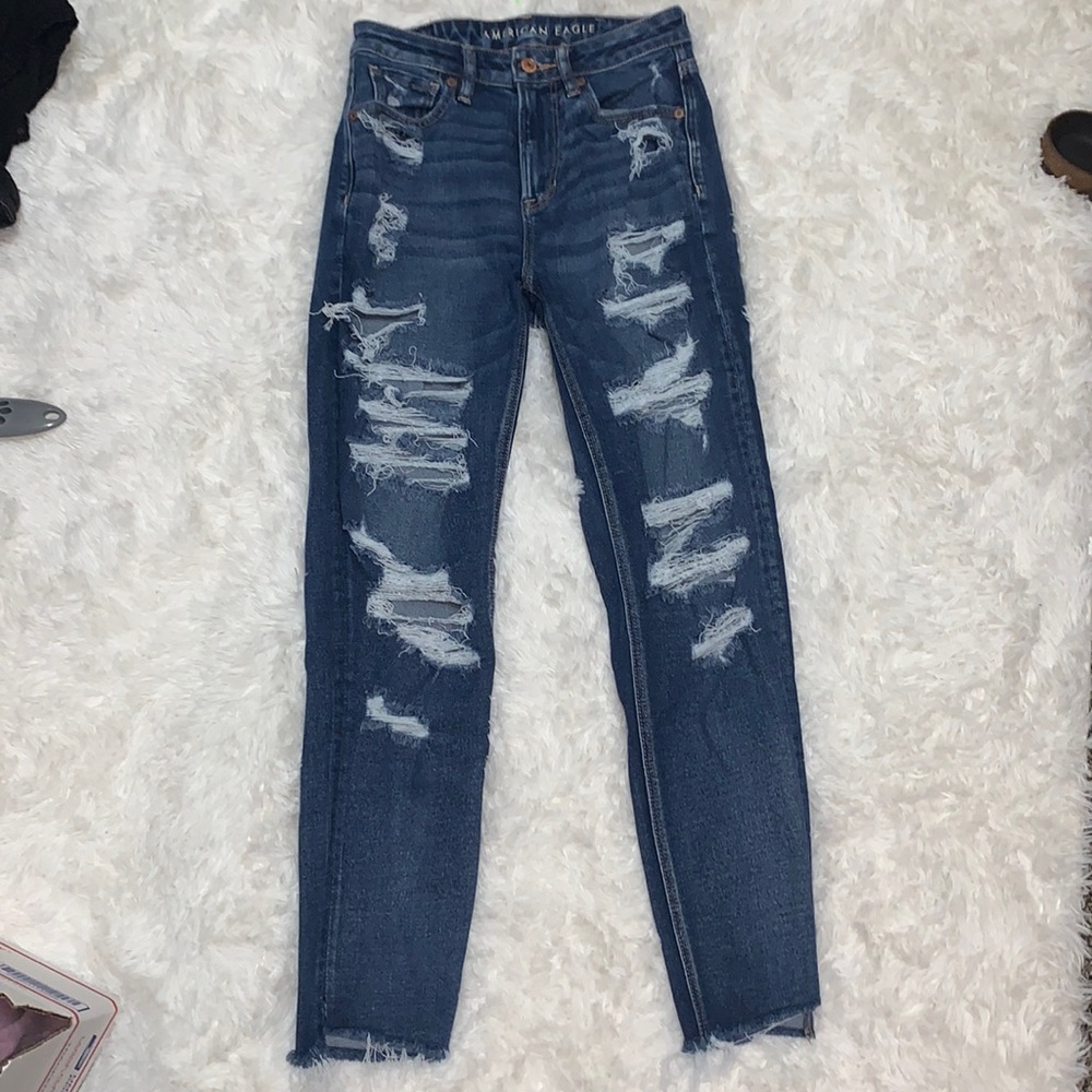 Dark blue American Eagle mom jeans
